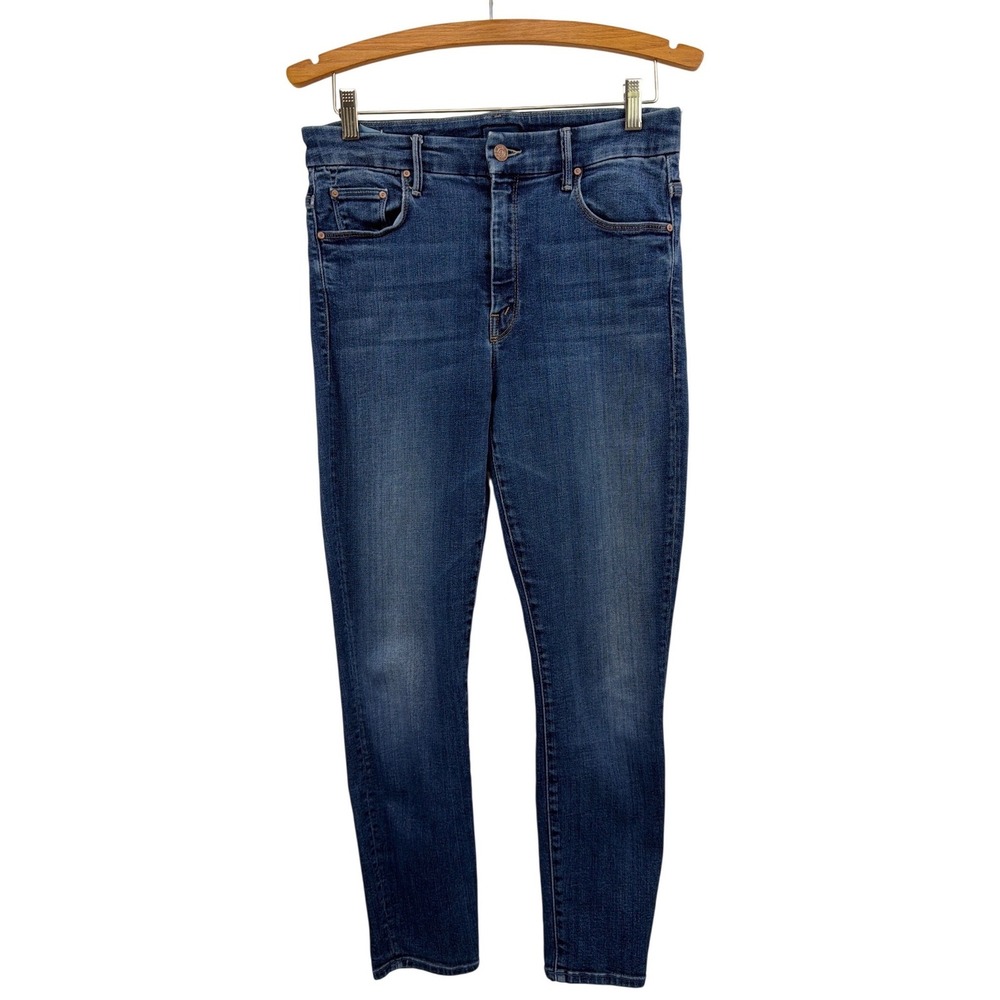 Mother High Waisted Looker Crop Skinny Jeans Pardon My French Blue Size 29 - Picture 5 of 15